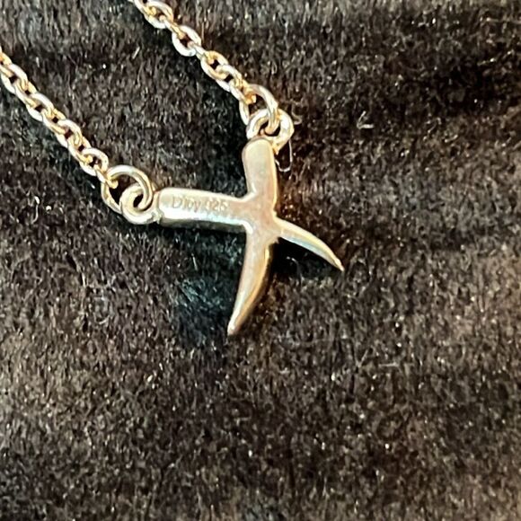 Crossover Necklace, Vermeil Rose Gold Over Sterling Silver x Necklace 18” - Picture 8 of 10